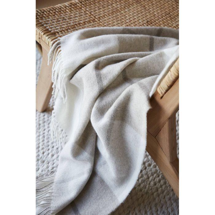 Plaid à franges pur laine "Marius" 140 x 200 cm