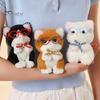 Plush Ornament for Keys Cute Kitten Pendant with Glasses And Tie, Soft Stuffed Animal Bag Decoration Keychain Backpacks Keys, Decorative Hanging