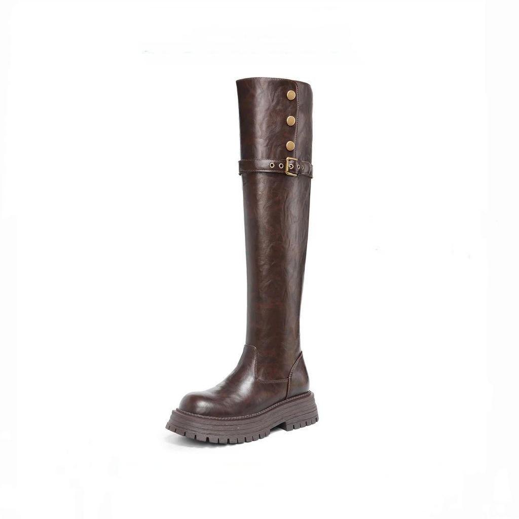 Women's Thick-Soled Retro Over-the-Knee Knight Boots - Autumn/Winter Fashion Martin Boots