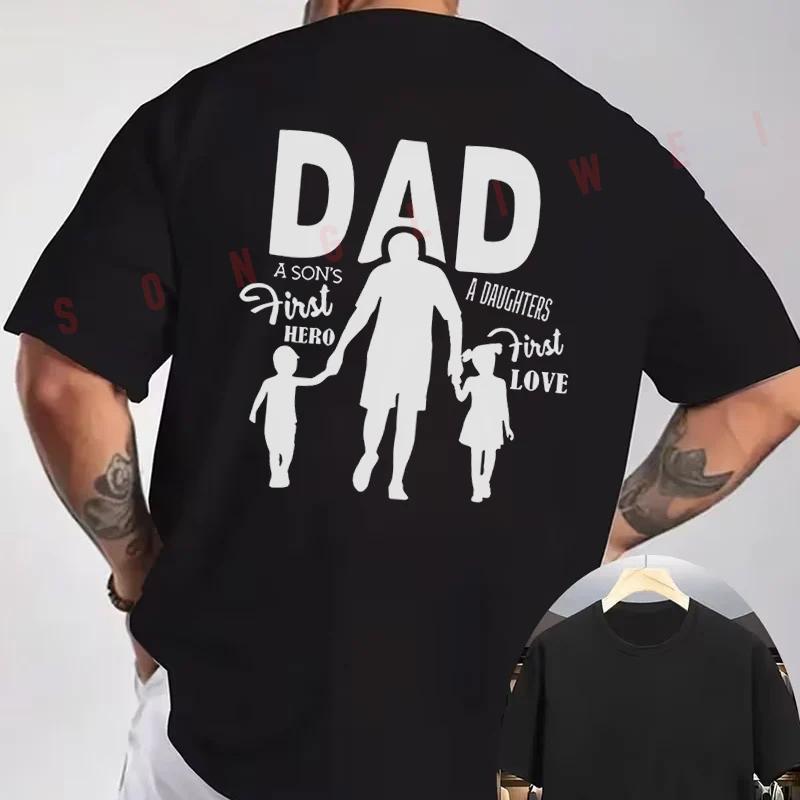 DAD A SON'S FIRST HERO Father'S Day Parent Motorcycle T-Shirt back Print Men's Short sleeve O-n