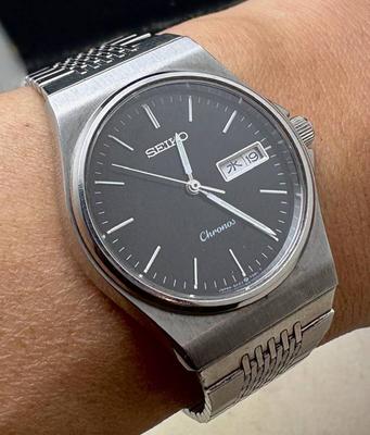 Working Seiko Chronos Silver Wave Quartz Vintage Antique Watch 760/ Excellent Condition, 5H23-7020 Men's