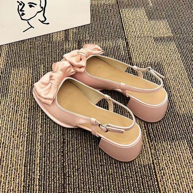 Women's Closed Sandals Bow With Medium Heels Ladies Mary Jane Shoes 2025 Luxury Shoe Sales Korea Cheap Liquidation Vip Footwear