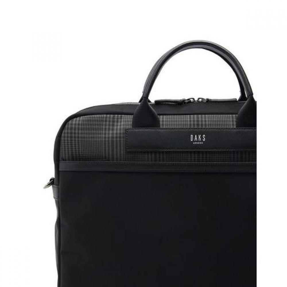 Daks Black Leather Check Document Bag Dbba3f331bk