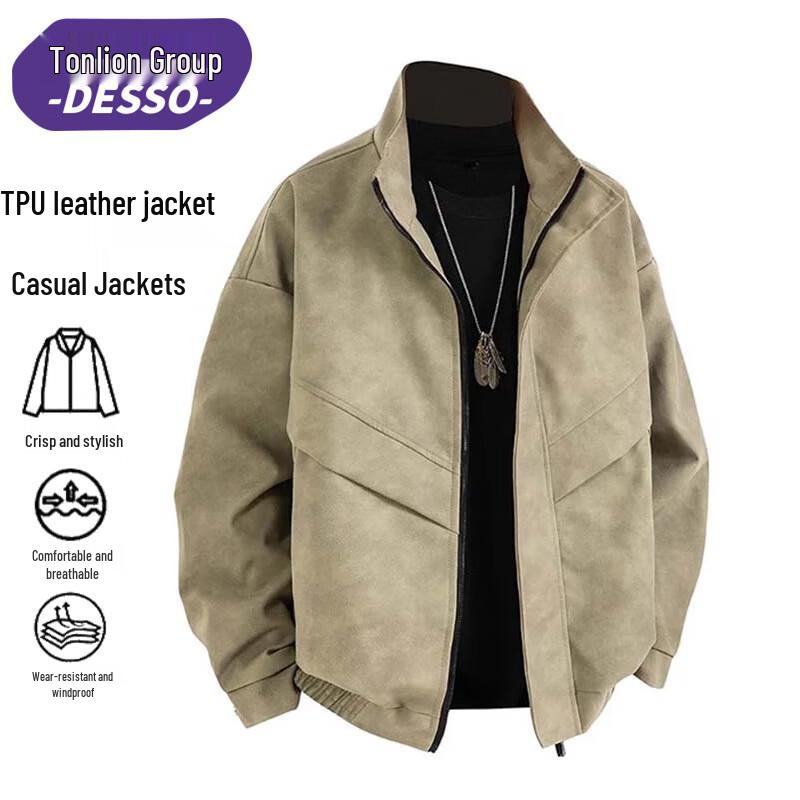 

Мужская куртка DESSO в американском ретро-стиле с лацканами, под кожу XL