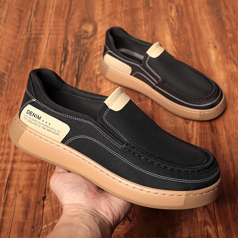 Spring Autumn New Designer Canvas Shoes for Men High Quality Fashion Casual Shoes Male Light Breathable Solid Color Loafers Man