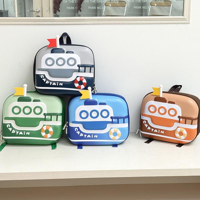 Eggshell Cute Backpack With Ship Printing Design For Preschool Children Use