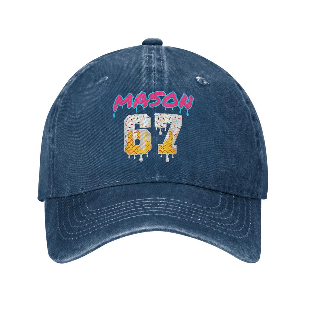Six Seven Ice Cream Drip Sport 67 Fun Mason Meme Washed Baseball Cap Sun Trucker Hat Summer Male Outdoor Sport Snapback Cap