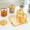 Wild Pigeon Home Kitchen Amber 6-Can Seasoning Bottle Set with Golden Bear Tray