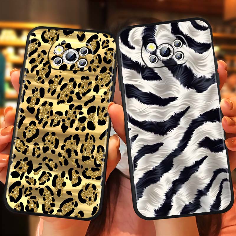 Luxurious leopard print pattern Phone Case For Xiaomi Mi Poco F3 F4 F5 F6 X3 X4 X5 X6 X7 M3 M4 M5 M6 M7 GT Pro 5G Black
