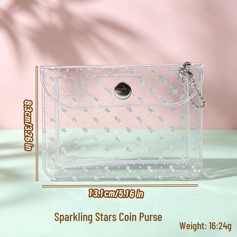 Japanese & Korean Style Snap Button PVC Mini Wallet: Cartoon Coin Purse, Portable Earphone & Key Case Pendant