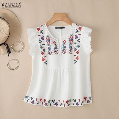 Women Casual Round Neck Sleeveless Print Vest Tops