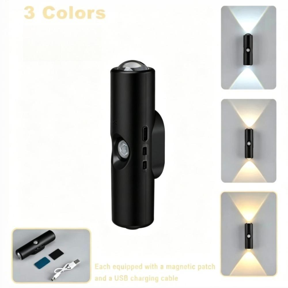 Double-head LED Night Light with Motion Sensor RGB Rechargeable Magnetic Wall Lamp Mood Ambient Light for Cabinet Hallway Stair