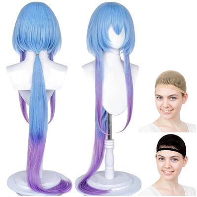 CaseEden Cosplay Wig, Long, 120cm, Heat Resistant, Light Blue and Purple, Includes 2 Wig Nets (WIG6034)