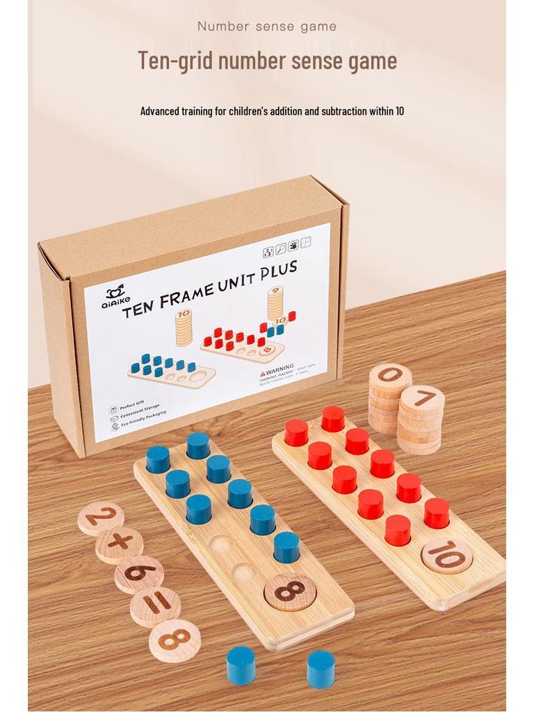 Montessori Zehnerrahmen Mathespielzeug aus Holz: Rechen- und Zählhilfe für Kinder