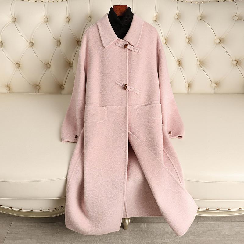 2024 autumn and winter new double-sided wool coat simple and fashionable knee-length light luxury high-end woolen coat women