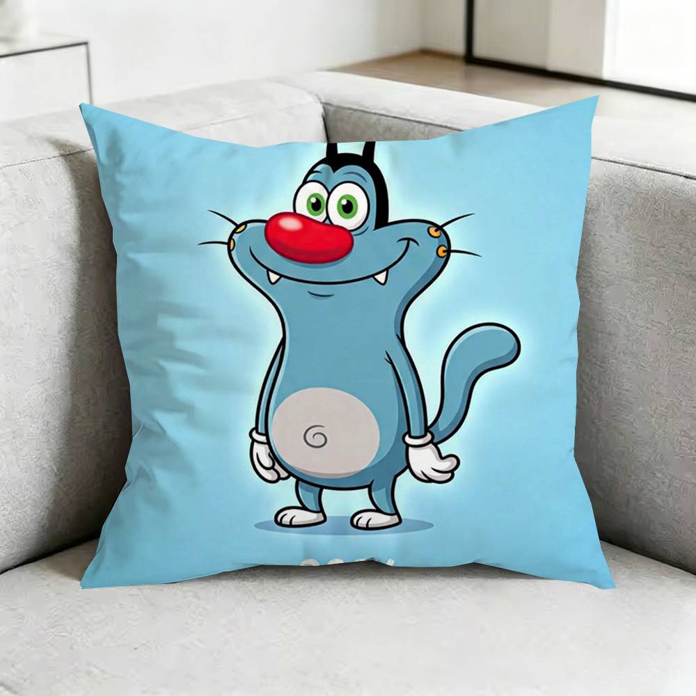 Oggy-Y and the Cockroaches-Z Pillow Case Square Double-Sided Sofa Cushion Cover Bedroom Bedside Pillow Gift