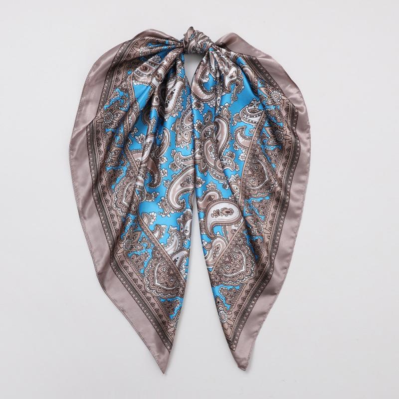 Vintage Paisley Print 90 Silk Scarf Square Scarf Women's Decorative Shawl Faux Silk Satin Headscarf
