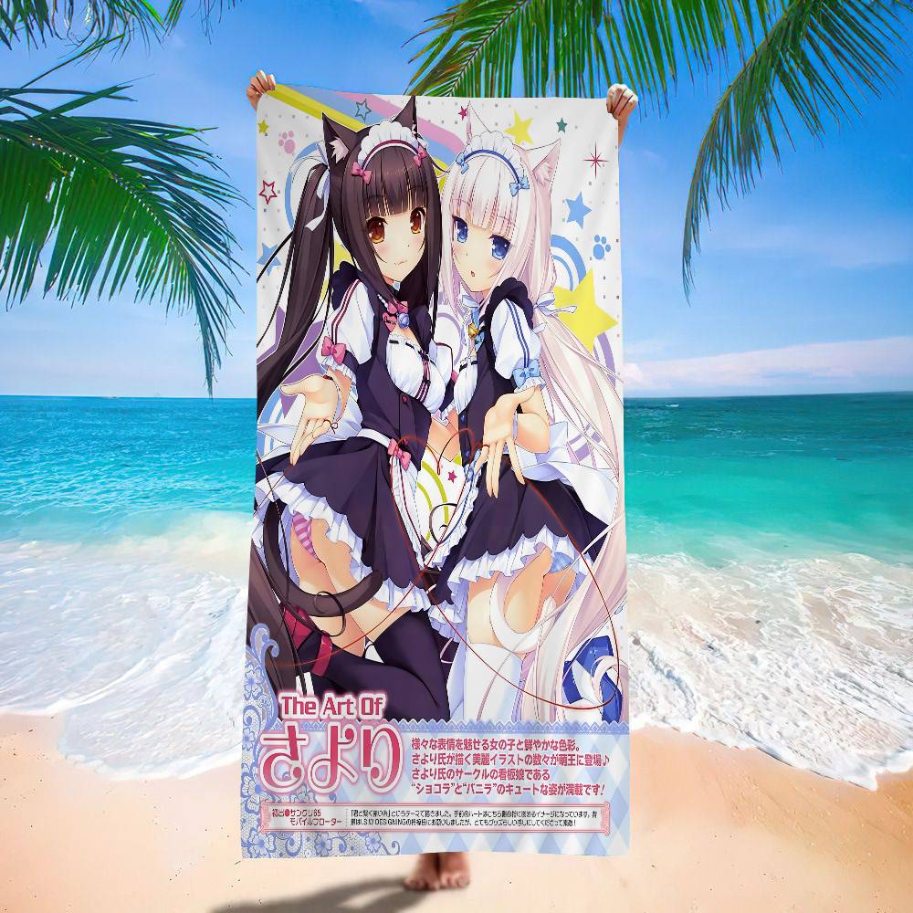 Cartoon N-Nekopara Anime Anime Beach Swimming Towel Soft Absorbent Washcloth Children's Gifts For Kids Travel Camping Gym