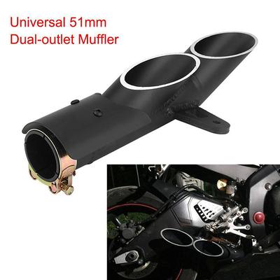 Terminale di scarico per moto a doppia uscita Slip On 51 mm universale