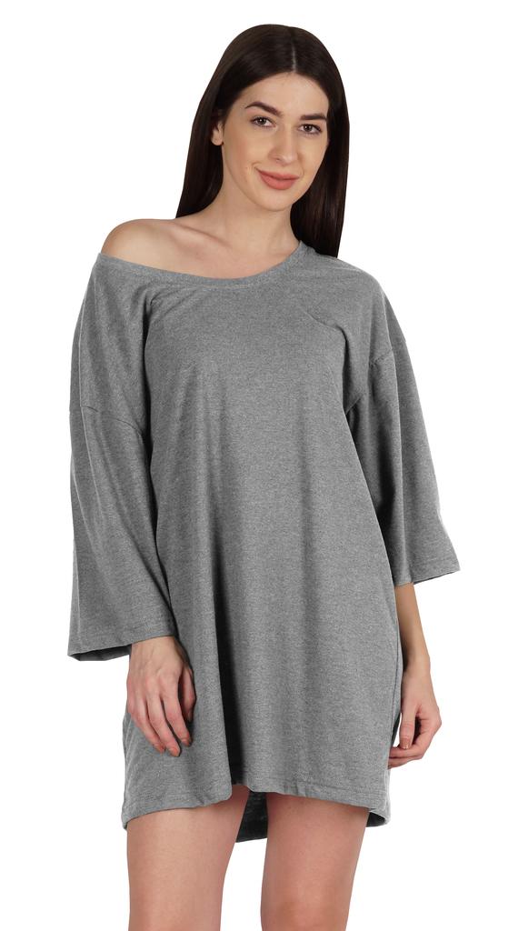 Inkmeso Solid Boyfriend T-Shirt Top For Women Loose Fit Long Sleep Shirt Tee