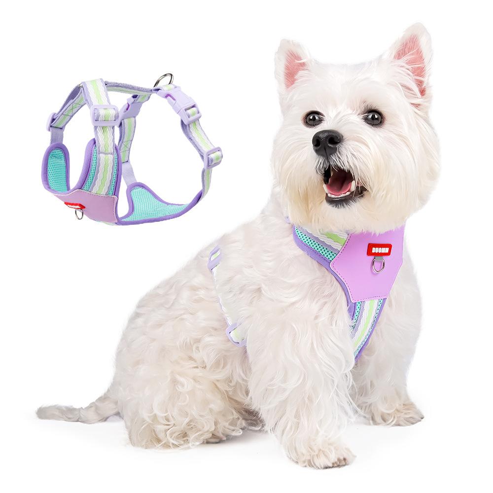 

Dog leash vest medium and small dog dopamine dog walking leash dog leash hair contrasting chest strap chain S-Bust 39-48 Weight 7-6.5 kg розовый