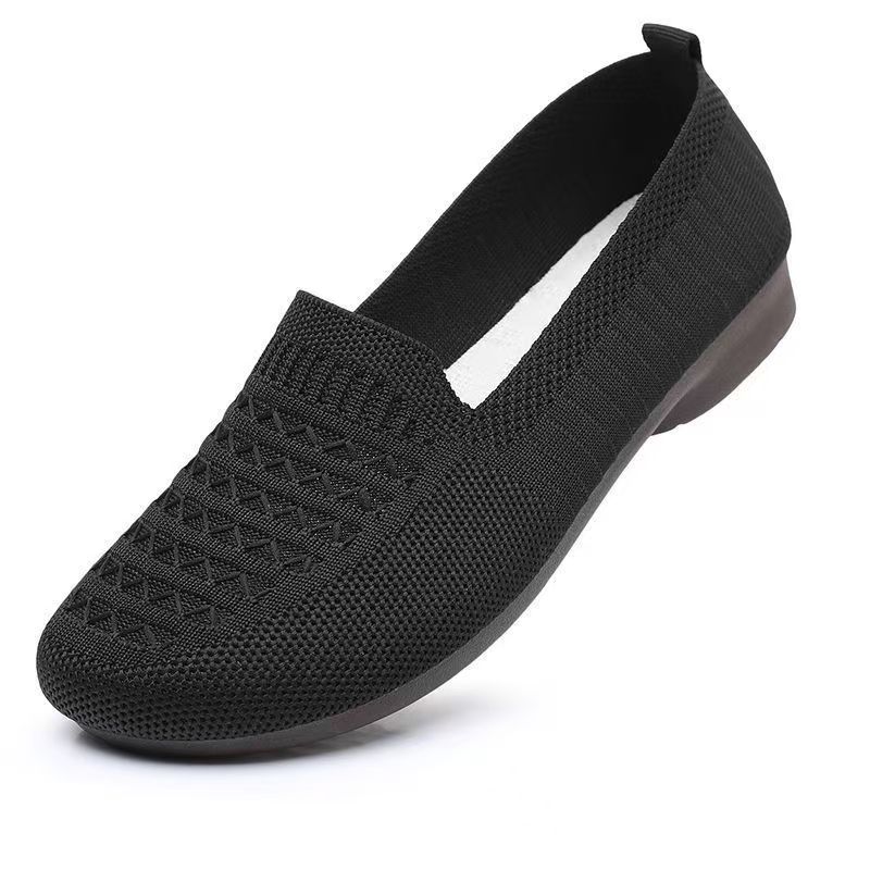 

Women s Spring Summer New Mesh Flat sole Shoe Soft Sole Non Slip Shallow Slip On Light Breathable Middle Aged And Elderly Shoes 35 чорний