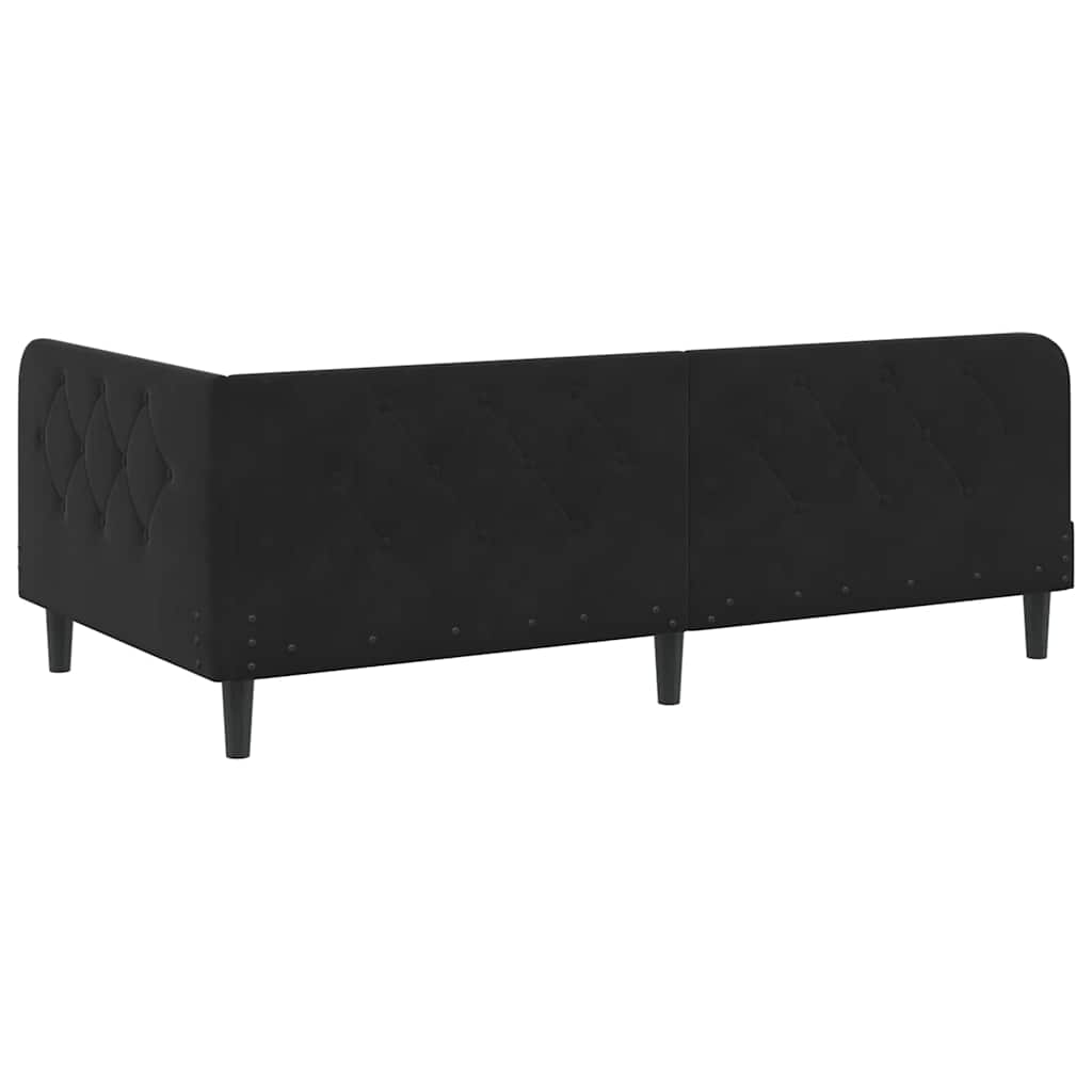 L Shaped Bed Frame Black 90 x 190 cm Velvet