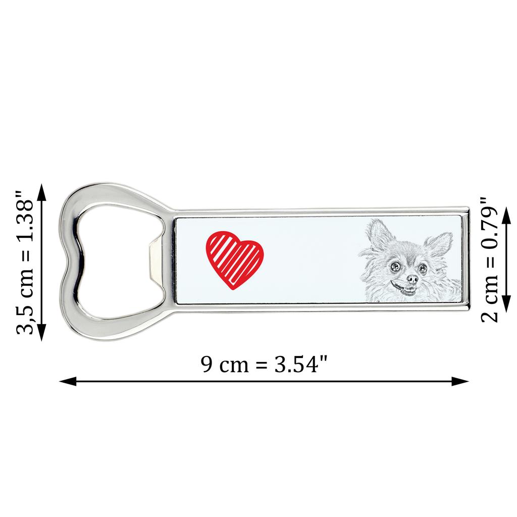 Chihuahua a pelo lungo - apribottiglie con un cane, apribottiglie da frigo personalizzato, regalo unico per un uomo del marchio Art-Dog