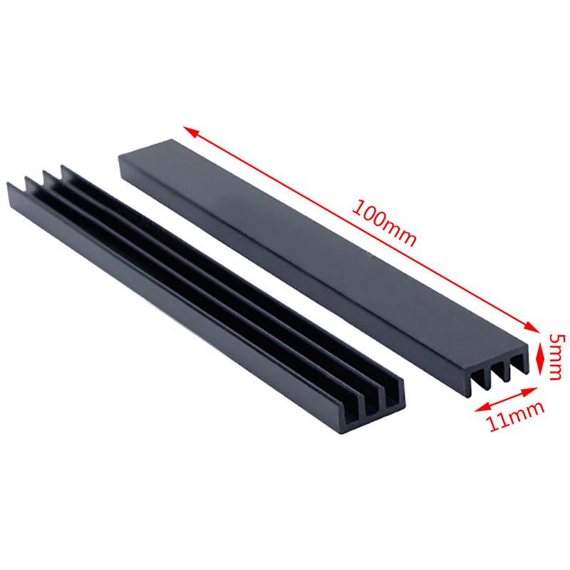 Hot Sale 2Pcs 100 * 11 * 5mm Black Aluminum Chip Radiators Heatsink