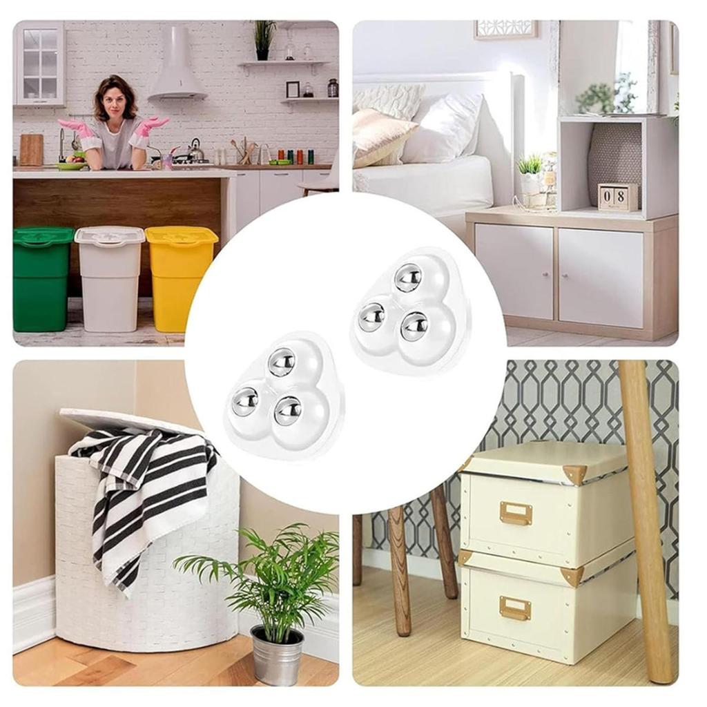 4PCS Non Punching Adhesive Furniture Ball Universal Pulley Household Mobile Base Accessories Trash Can Bottom Small Wheel