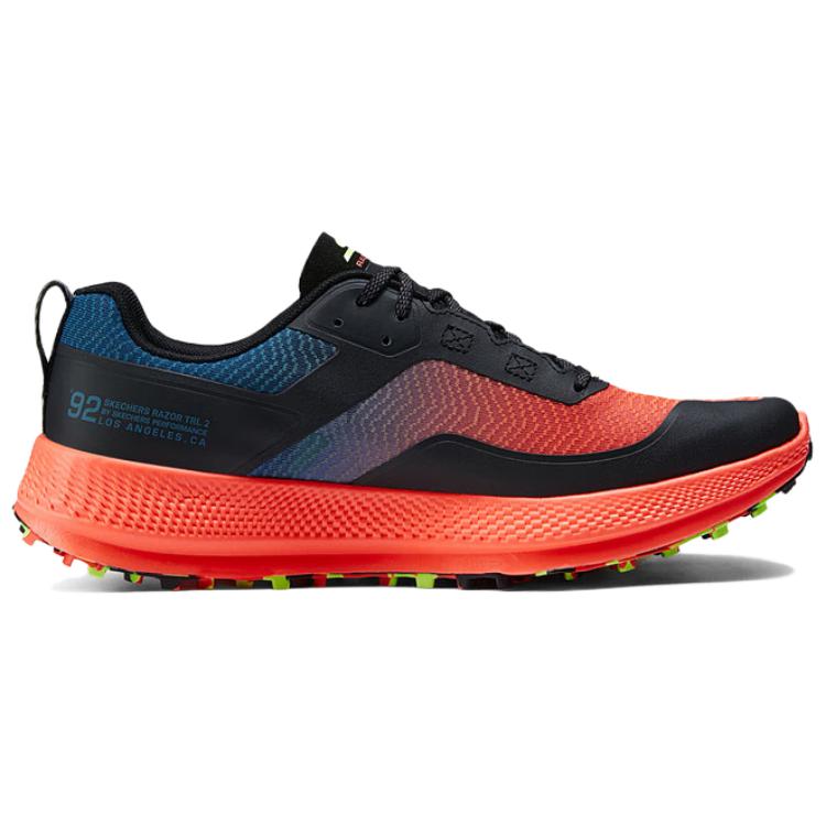 Skechers Go Run Razor Trl - 2 Zapatillas Casuales de Caña Baja para Correr para Hombre Negro Naranja Rojo 246077-BKMT