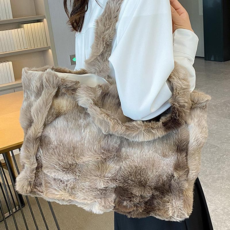 Autumn large-capacity plush bag new women's bag fashionable high-value shoulder bag tote bag for women