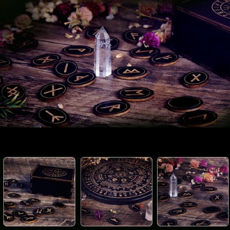 Solid Wood Runes for Divinations Witchcrafts Woodcut Oracles of Nordic Mythology