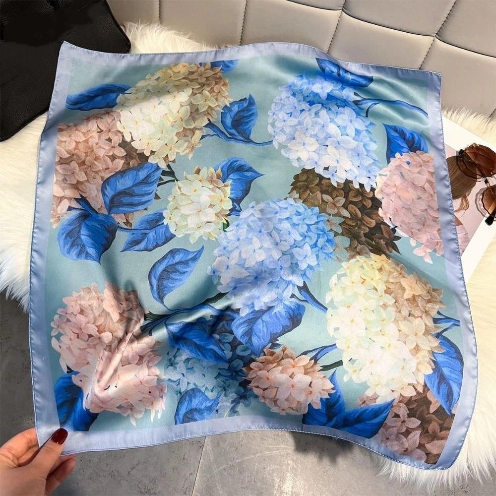 Floral Print Bandana Scarf Soft Neckerchief Scarf Fashion Hijab Scarf Women