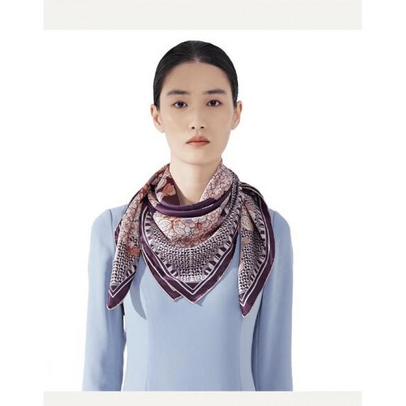 100% Mulberry Silk Square Scarf Double-sided Print Light Luxury Shawl Women Mom Fashion Accessory
