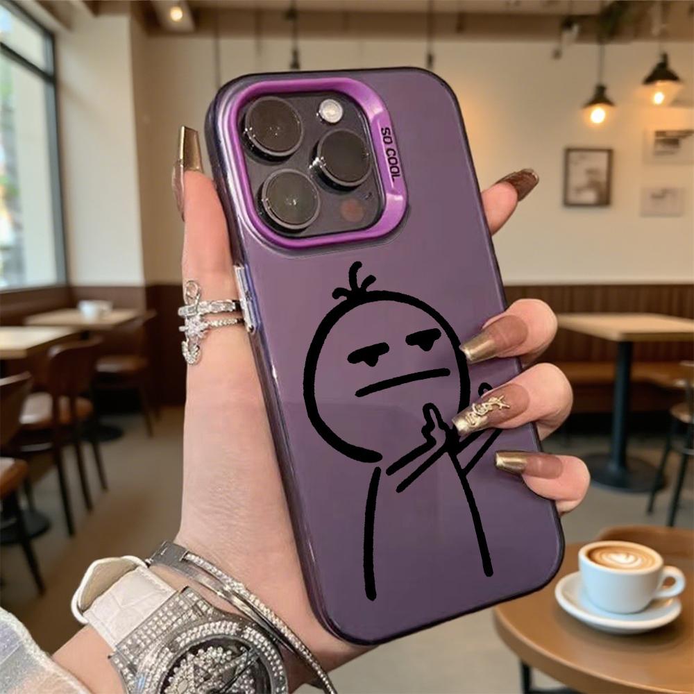 Figure Giving Middle Finger Hard Phone Case for Iphone 16 15 14 13 12 11 Pro Max Mini Shockproof Anti-Scratch Protective Cover