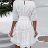 Women's Summer Round Neck Short Sleeve Solid Color Loose Casual  Dress