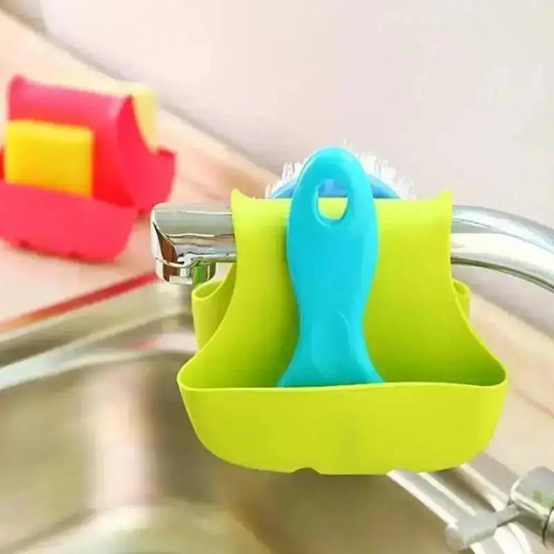 Hanging Pocket Drain Rack Shelf Suction Cup Sink Drain Basket Bowl Sponge Faucet Holder Kitchen Bathroom Storage Organizer