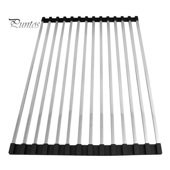 

Складная сушилка для посуды, сушилка для слива из нержавеющей стали для кухонных столешниц, термостойкая, нескользящая, складная, коврик для мойки, кухонная подставка для организации пространства B чёрный