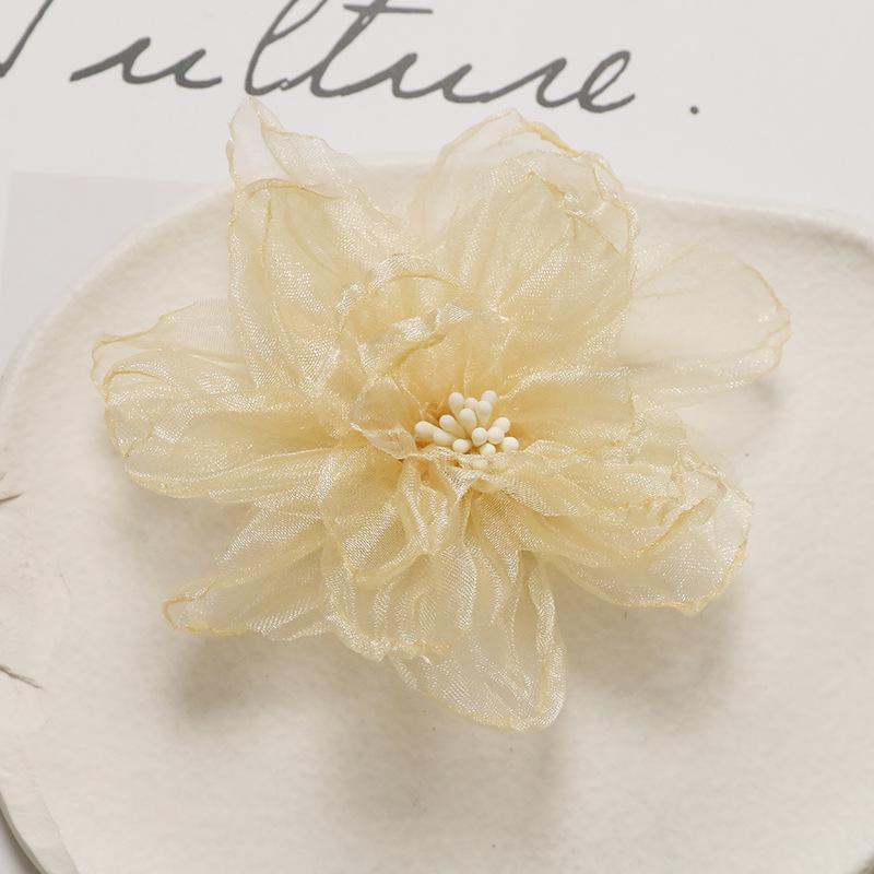 Decorative Organza Fabric Flower DIY Jewelry Accessories Soft Touch for Wedding Bridesmaid Party Hair Clip Making