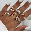 SHIXIN 6 Pcs Trendy Smooth Surface Irregular Open Rings Set for Women Simple Mixed Color Geometric Waterdrop Finger Ring Gift