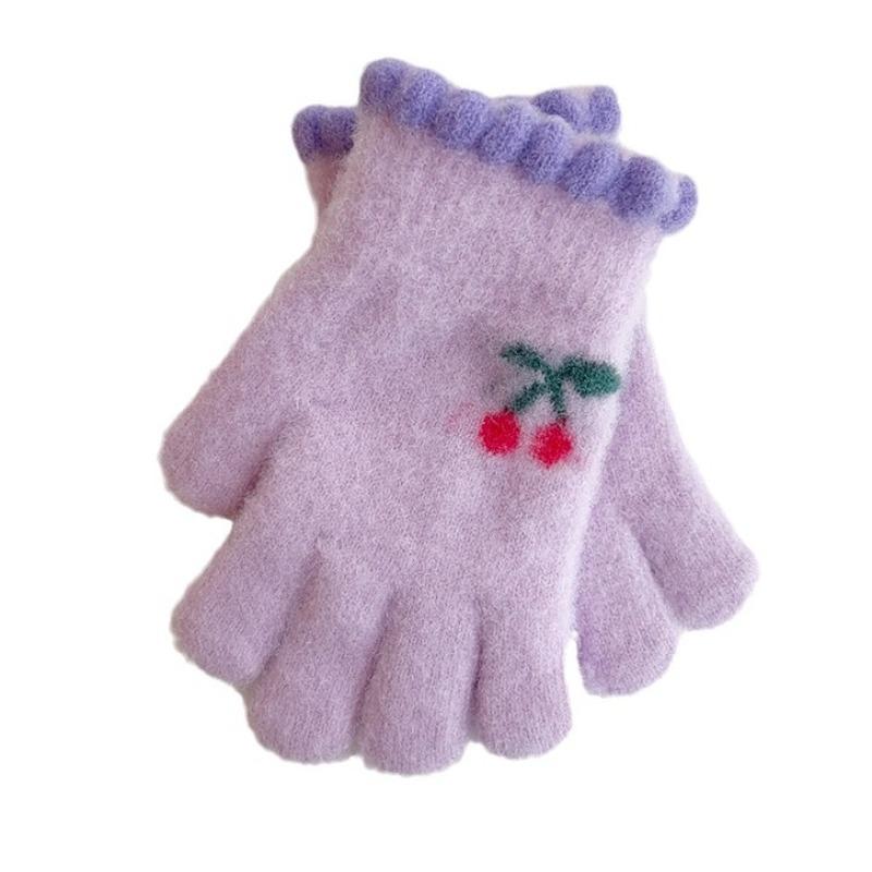 Süßkirsche Kinder Warme Handschuhe  Verdickt für Winter Kälteschutz  Anti-Erfrierungs Hände für Jungen und Mädchen  Fünf Finger zum Radfahren