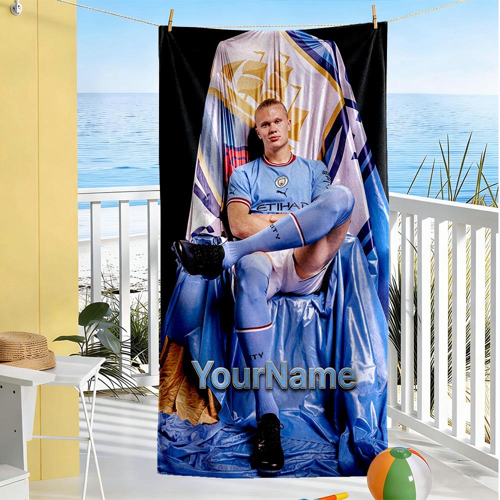 Haaland Customizable Name Beach Towel High Absorbency & Quick-Dry Suitable for Sports Travel Swimming Yoga Bathroom Beach And Pool