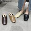 Mode SUOJIALUN Sommer Flacher Absatz Damen Slipper Mode Damen Lässig Runde Zehenpartie Slip-On Pantoletten Schuhe Outdoor Weiches Leder Sandalen Slides