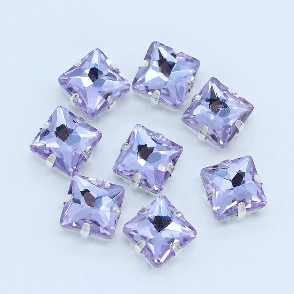 Strassuri Pătrate din Sticlă de Cristal cu Gheare Argintii, Artizanat Cusut pe Piatră, Accesorii Vestimentare, Rochie de Mireasă, Pantofi, Geantă, Garnitură DIY