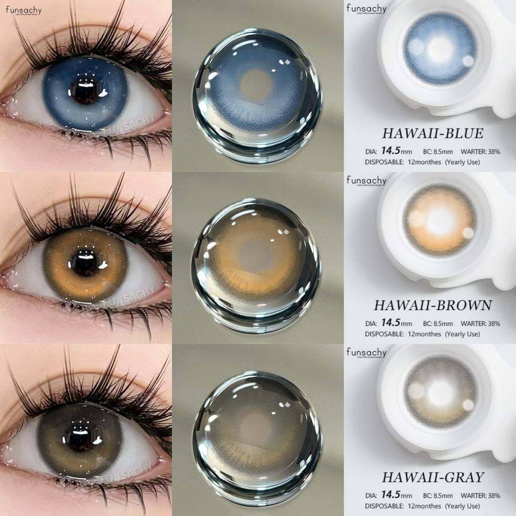 FUNSACHY1Pair Natural Contact Lens Yearly Colored Lenses For Eyes  Gray Eyes Cosmetics Pupilentes Eye Color Lens  with Lens Case