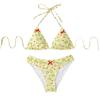 2025 Floral Cross-Back Bikini Split Swimsuit Tie-Up Design