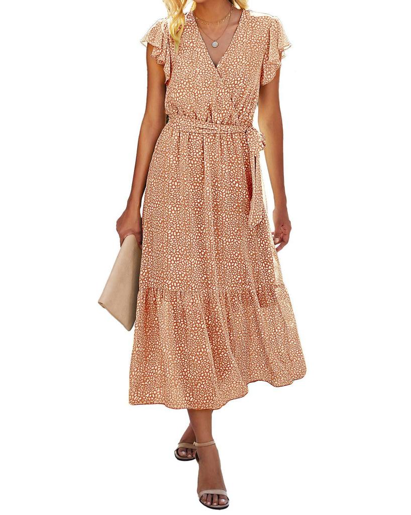 2024 Women's Summer Short-Sleeve Elastic Waist Chiffon Dress