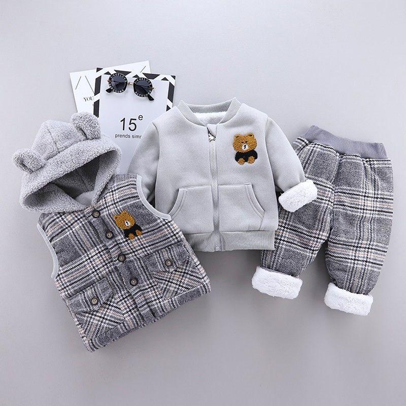Boys' and Girls' Fleece-Lined Winter 3-Piece Set: Infant To Toddler Sweatshirt & Jacket (1-3 Years)