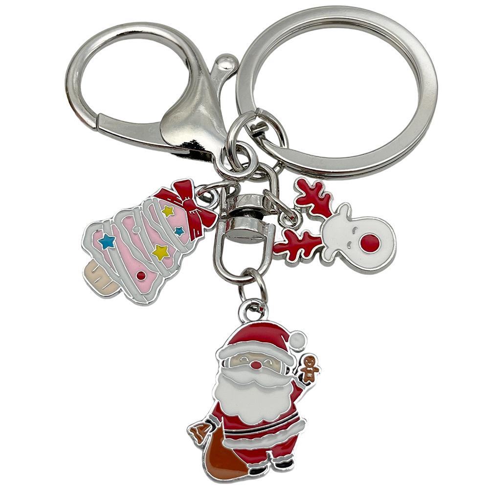 Exquisite Christmas Keychain: Santa, Reindeer, Gift Box, and Bell Ornaments Pendant